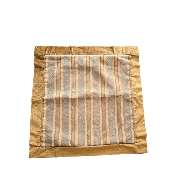 Thomasville Luxrury Pillow Cover Gold & Beige Striped Velvet Edged 25x25 - Picture 1 of 3